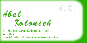 abel kolonich business card